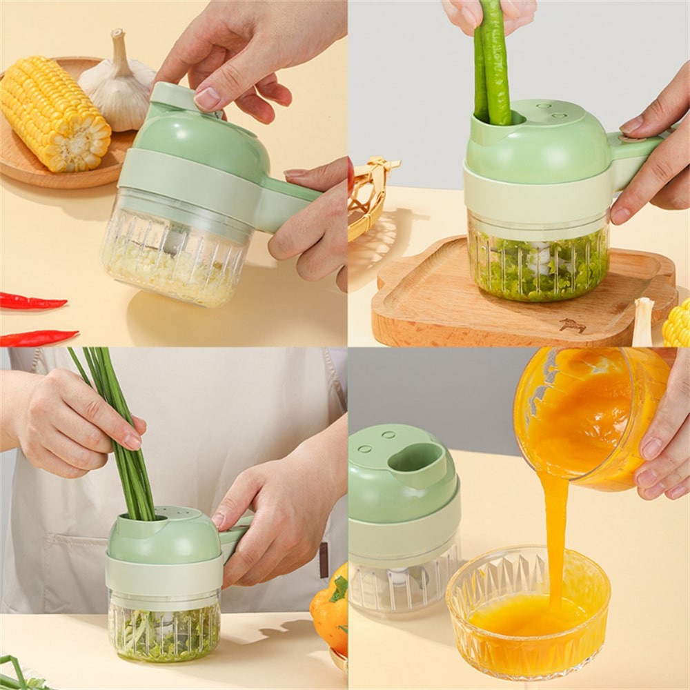 Multifunctional 4 In1 Electric Vegetable Cutter Slicer Garlic Mud Masher Garlic Chopper Cutting